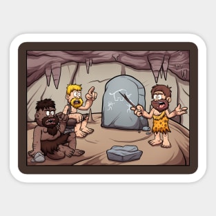 Cavemen Learning Sticker